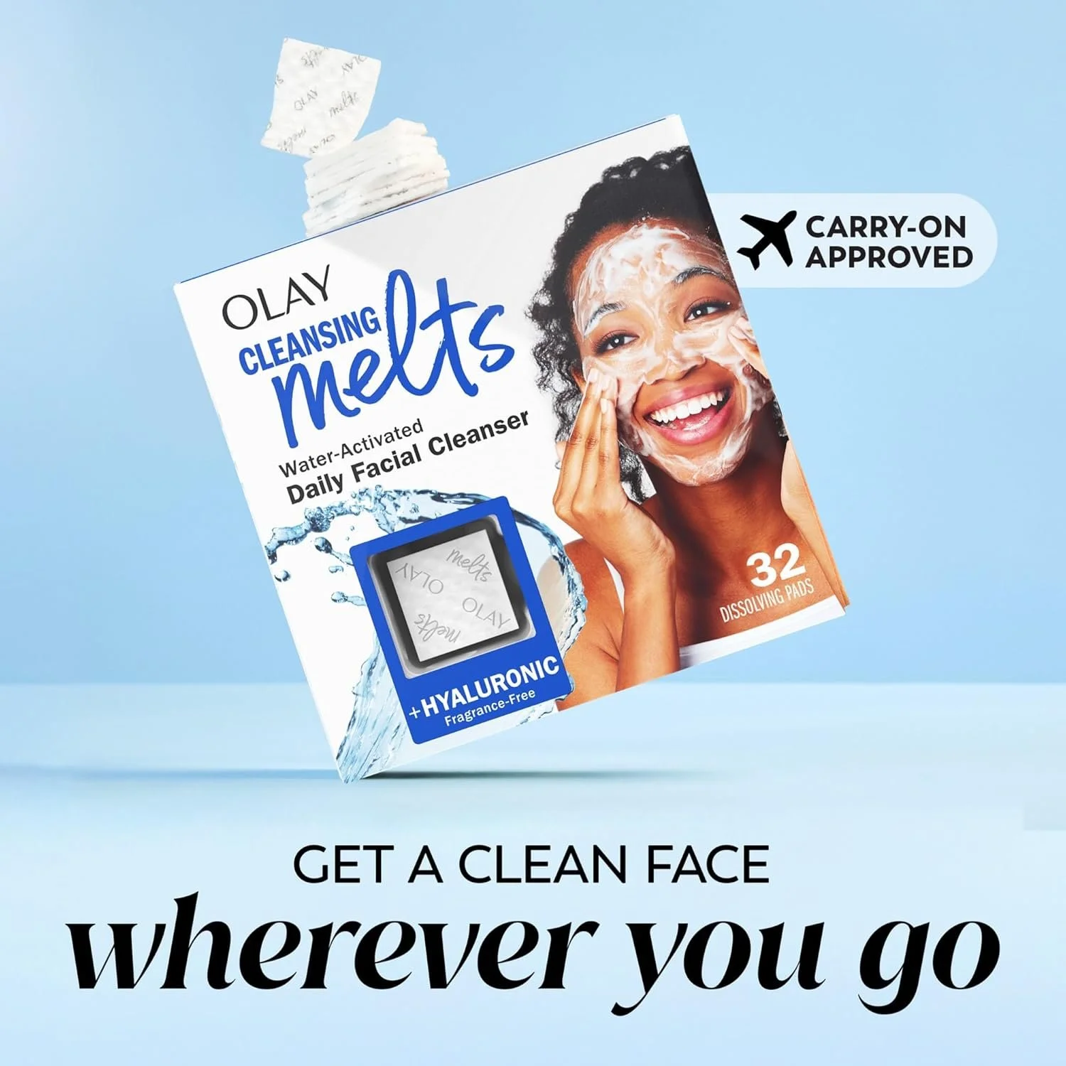 Olay Face Wash. Hyaluronic Acid. Non liquid cleansing option.