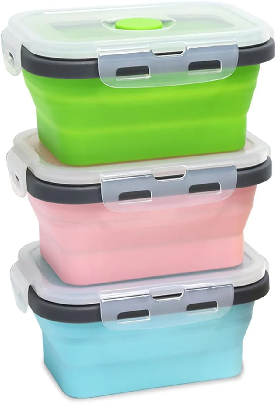 Small Collapsible Silicone Food Storage Container 3 Pack, Silicone Storage Containers for Snack, Fruit(Small, 12 Oz),