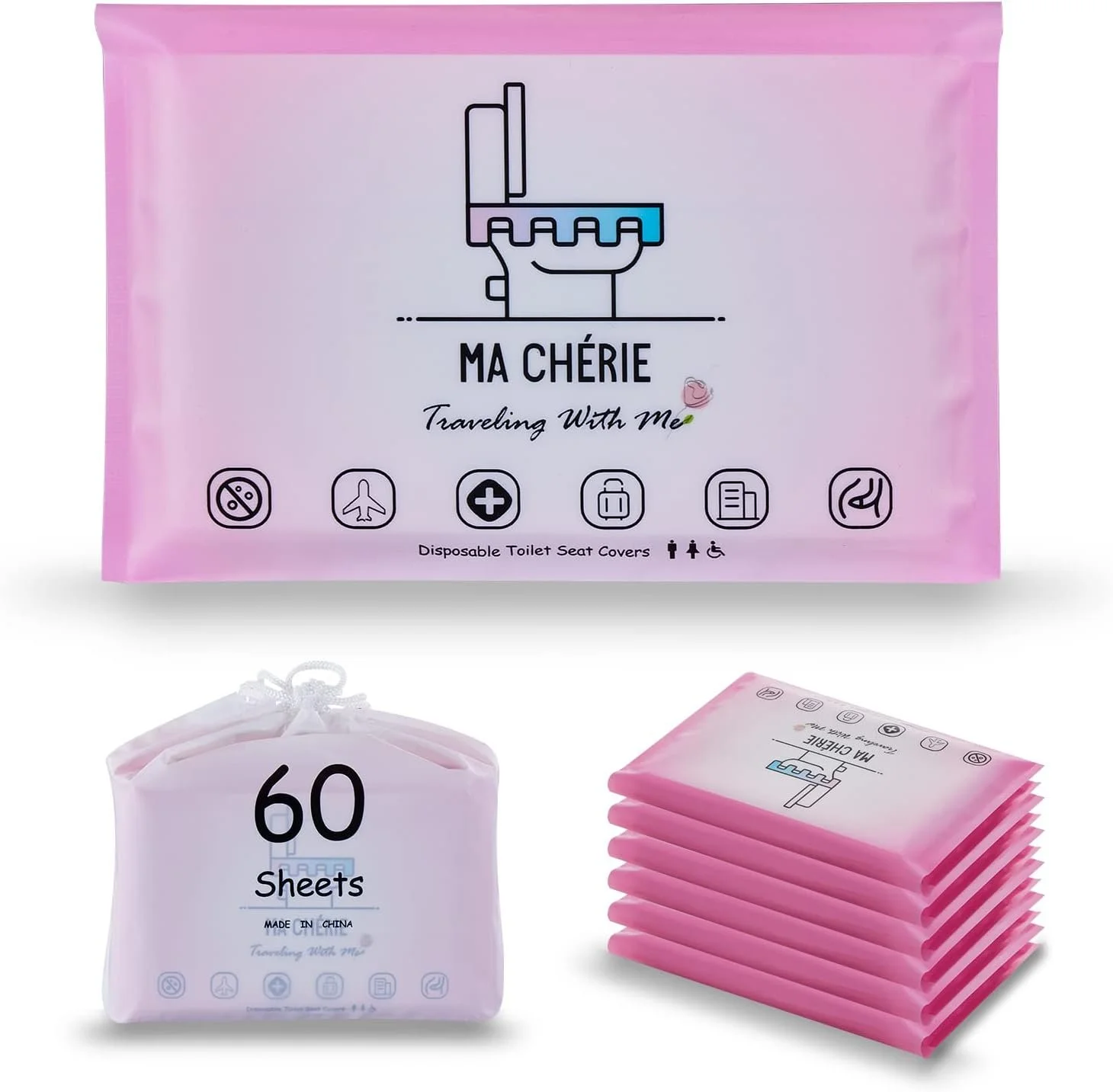 Convenient small packets of seat covers.