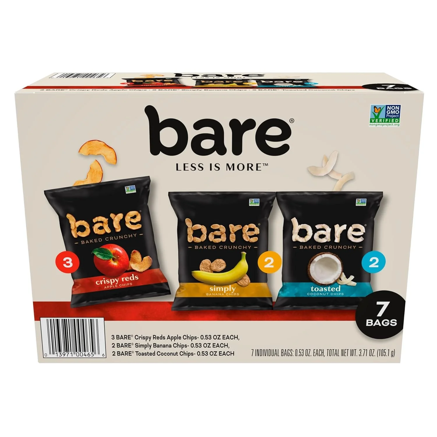 Bare Baked Crunchy, Fruit Variety Pack, 0.53 Ounce (Pack of 7)
