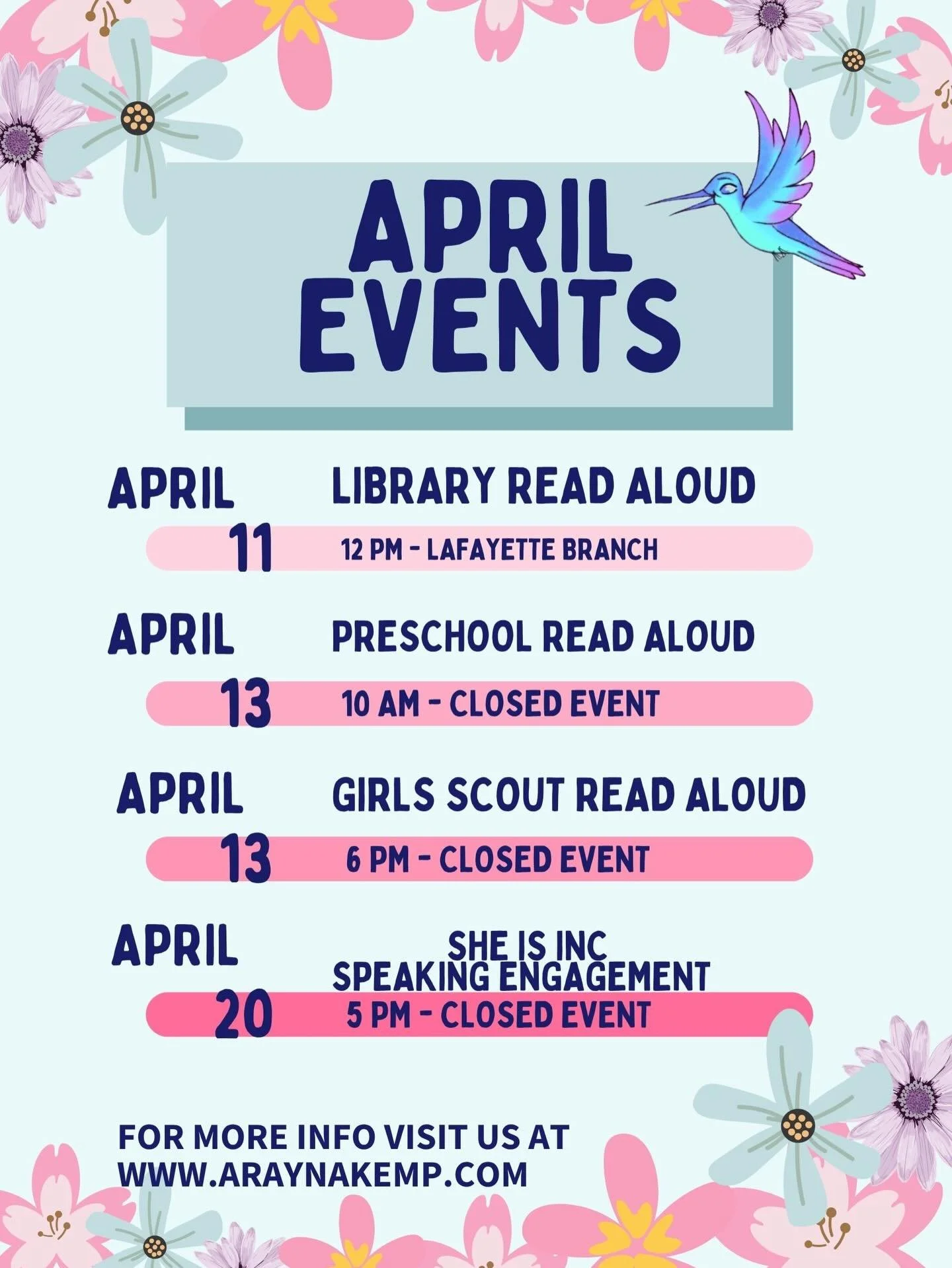Happy April! Spring is here and so are the events 🌸✨
It&rsquo;s also Sarcoidosis Awareness Month 💜

Excited to spread love, awareness, and connect with more communities! Can&rsquo;t wait to see all the kiddies this month 🥹💜

For bookings or more 