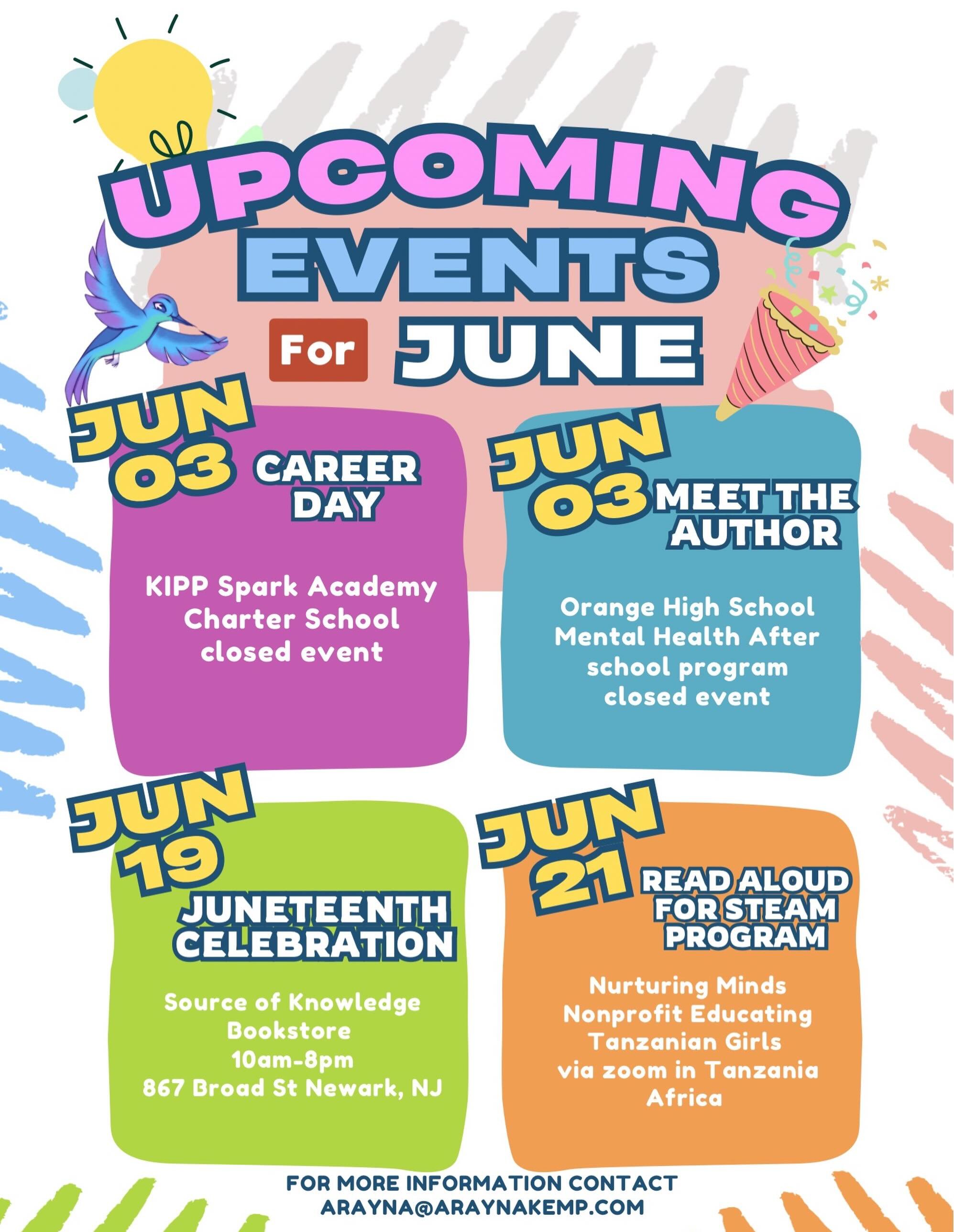 June is here, and we can feel summer on the way! ☀️📚✨

A few exciting events are on the calendar this month, and I&rsquo;m so grateful for every opportunity to connect with students, share my story, and inspire a love of reading 😊

Thank you to all