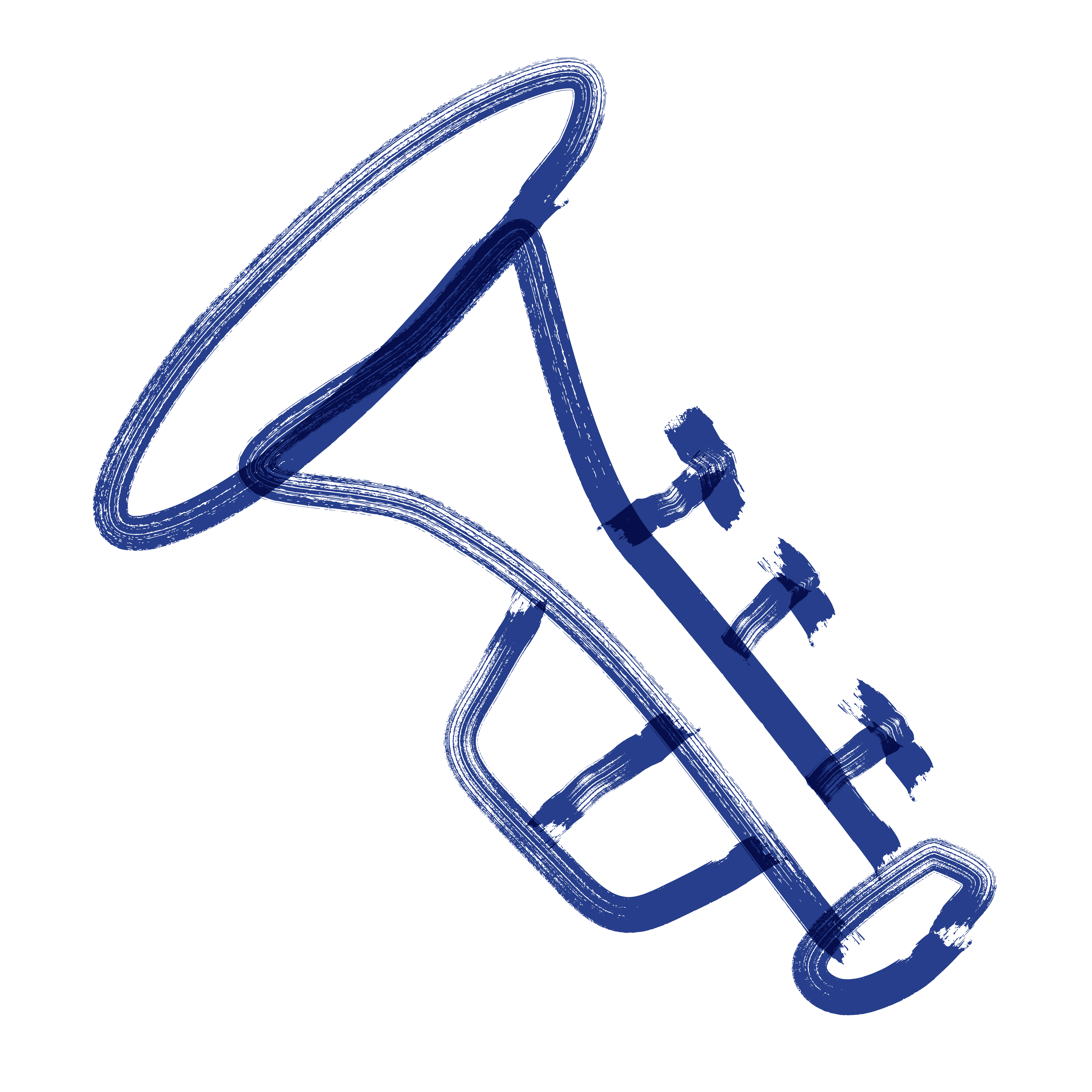 A digital illustration of a blue push lawn mower viewed from a side angle with a black background.