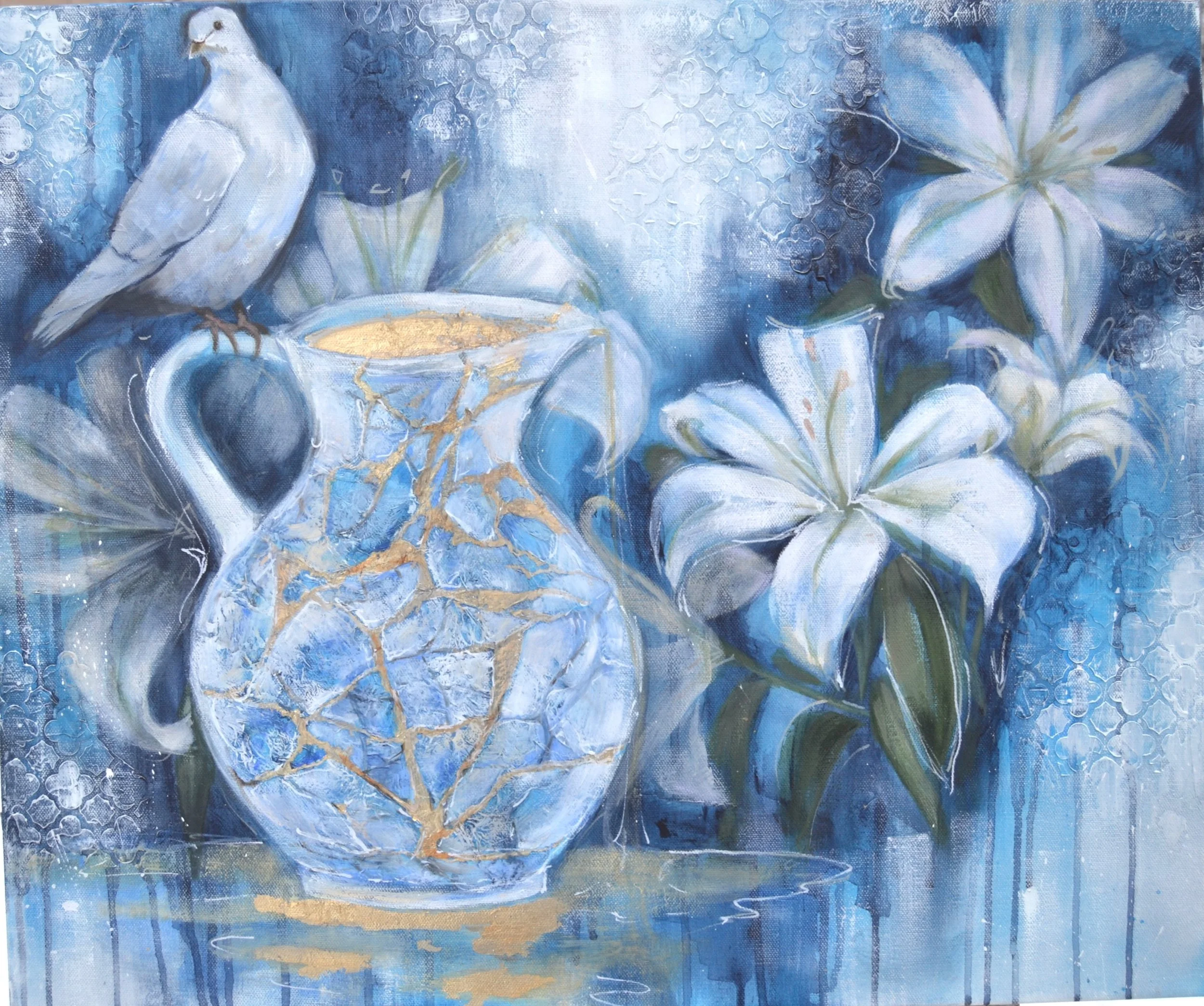 Rest_Dove Kintsugi Pitcher_Art by Moira Ireland_Medium sized 24x20 Oil Textured.JPG