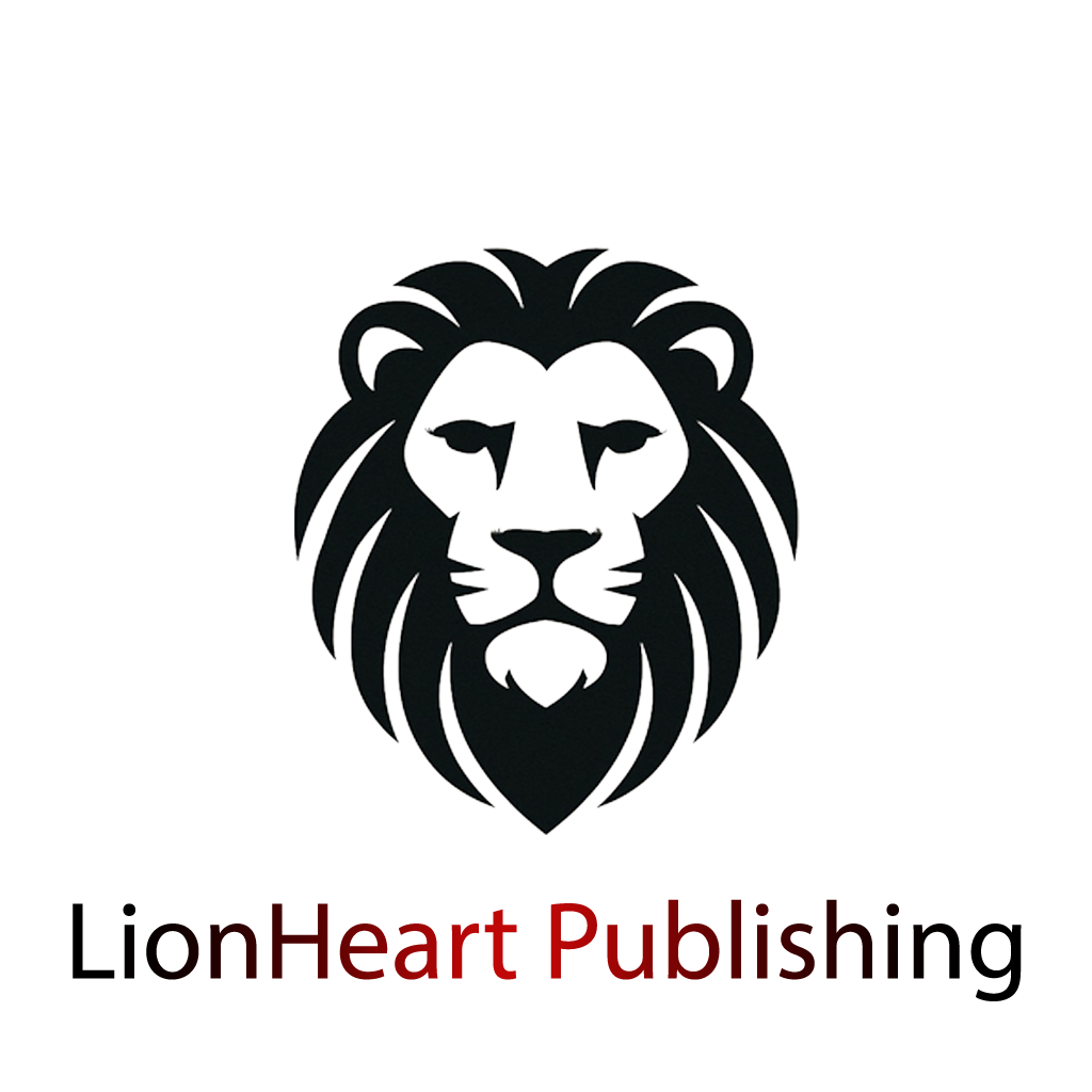 A stylized black and white lion head logo with a mane and a serious expression, and the word 'LIONS' in red text below it.