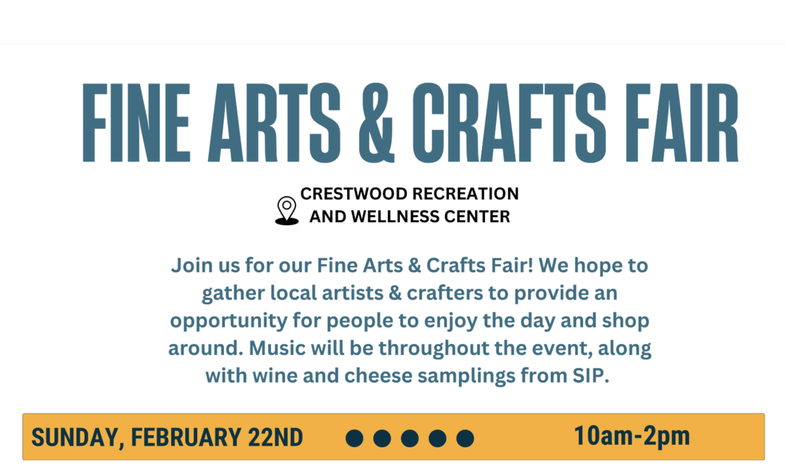 Crestwood Wellness and Recreation Center (CWRC) Fine Arts & Craft Fair