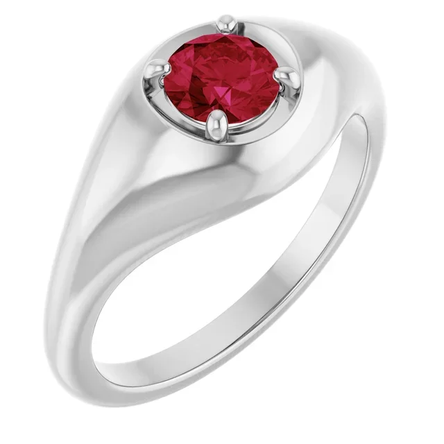 Dome Ruby Silver Ring