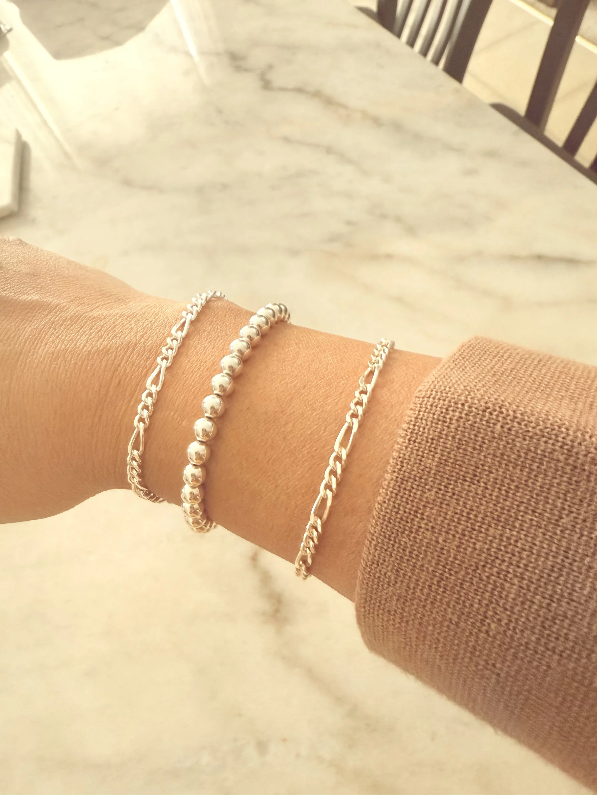 Figaro Silver Bracelet 7"