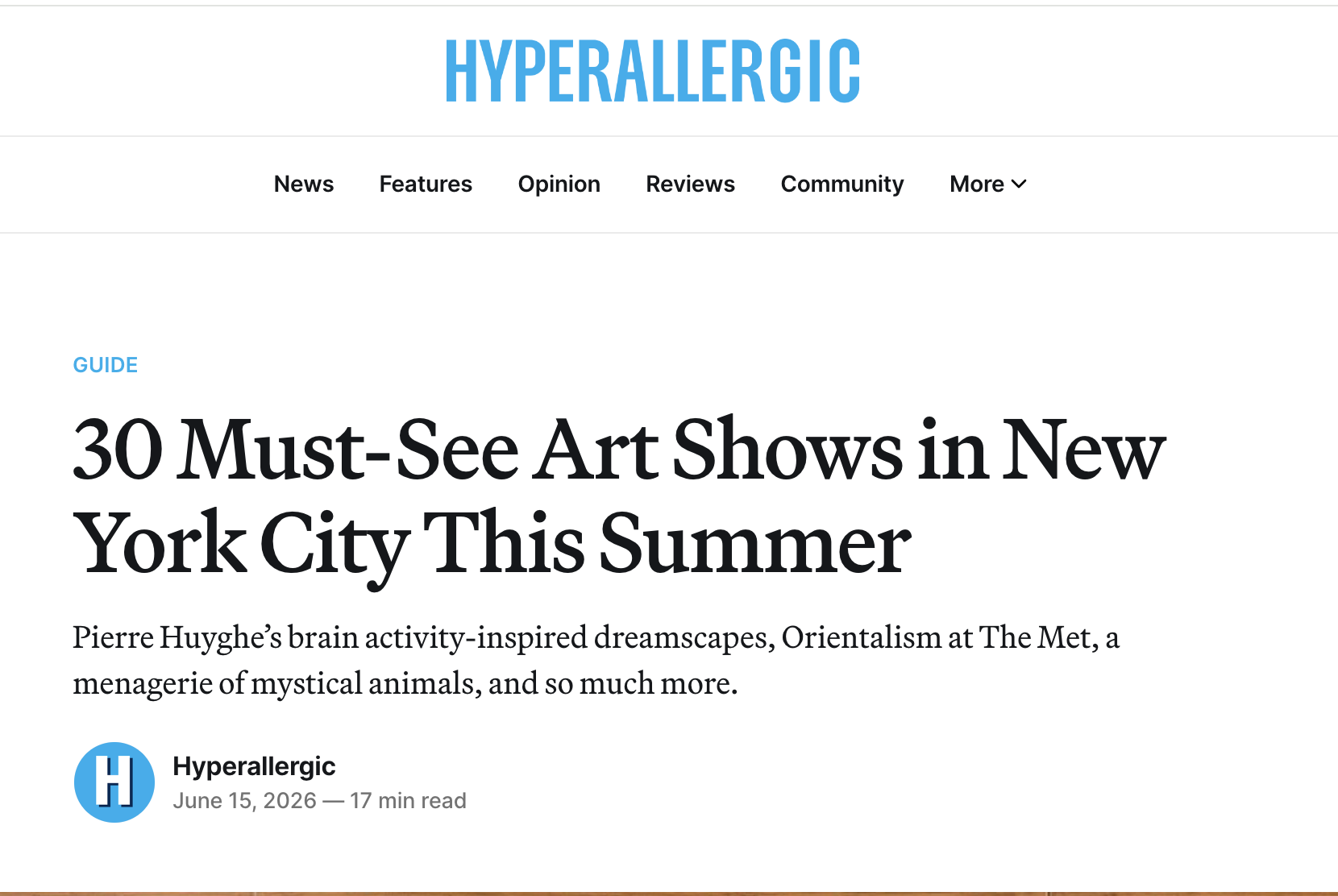 Sun-Dried solo exhibition featured Hyperallergic