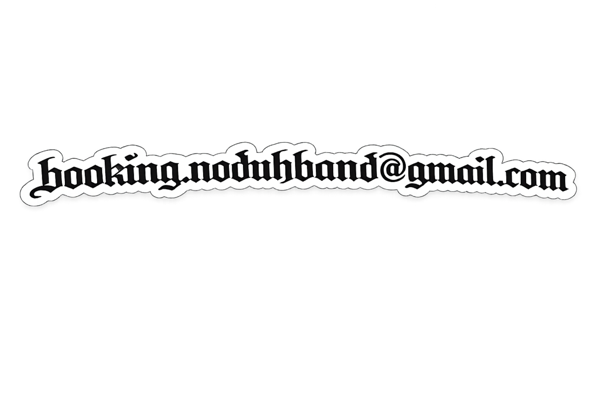 Black background with white text that reads 'hooking.nodohband@gmail.com' in gothic-style font.