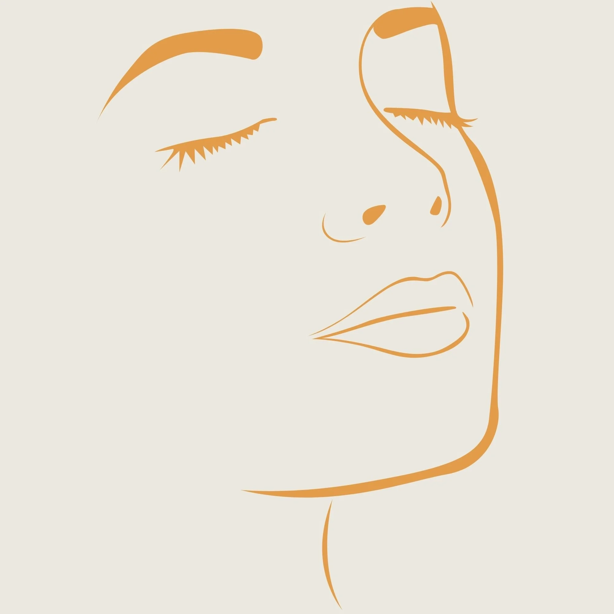 Dessin minimaliste en traits orange montrant le visage d'une femme de profil, les yeux clos, évoquant la réflexion et l'intimité. À droite, un texte interroge sur la disparition de la libido et l'effet des antidépresseurs sur la vie sexuelle.