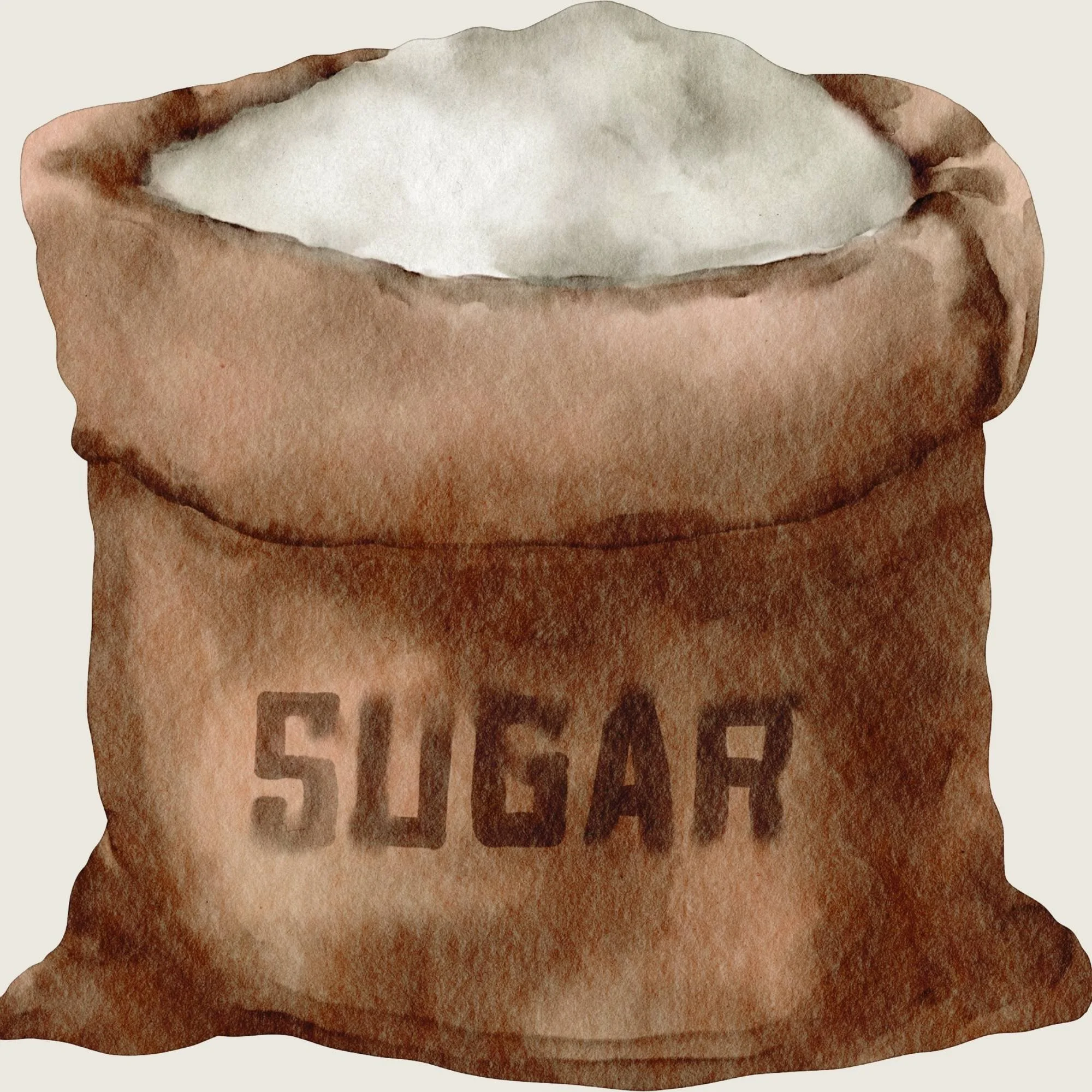 Photographie d'un sachet de sucre traditionnel au style ancien avec l'inscription 'Sugar'. Le visuel est épuré et invite à la réflexion sur la consommation de sucre à la ménopause.