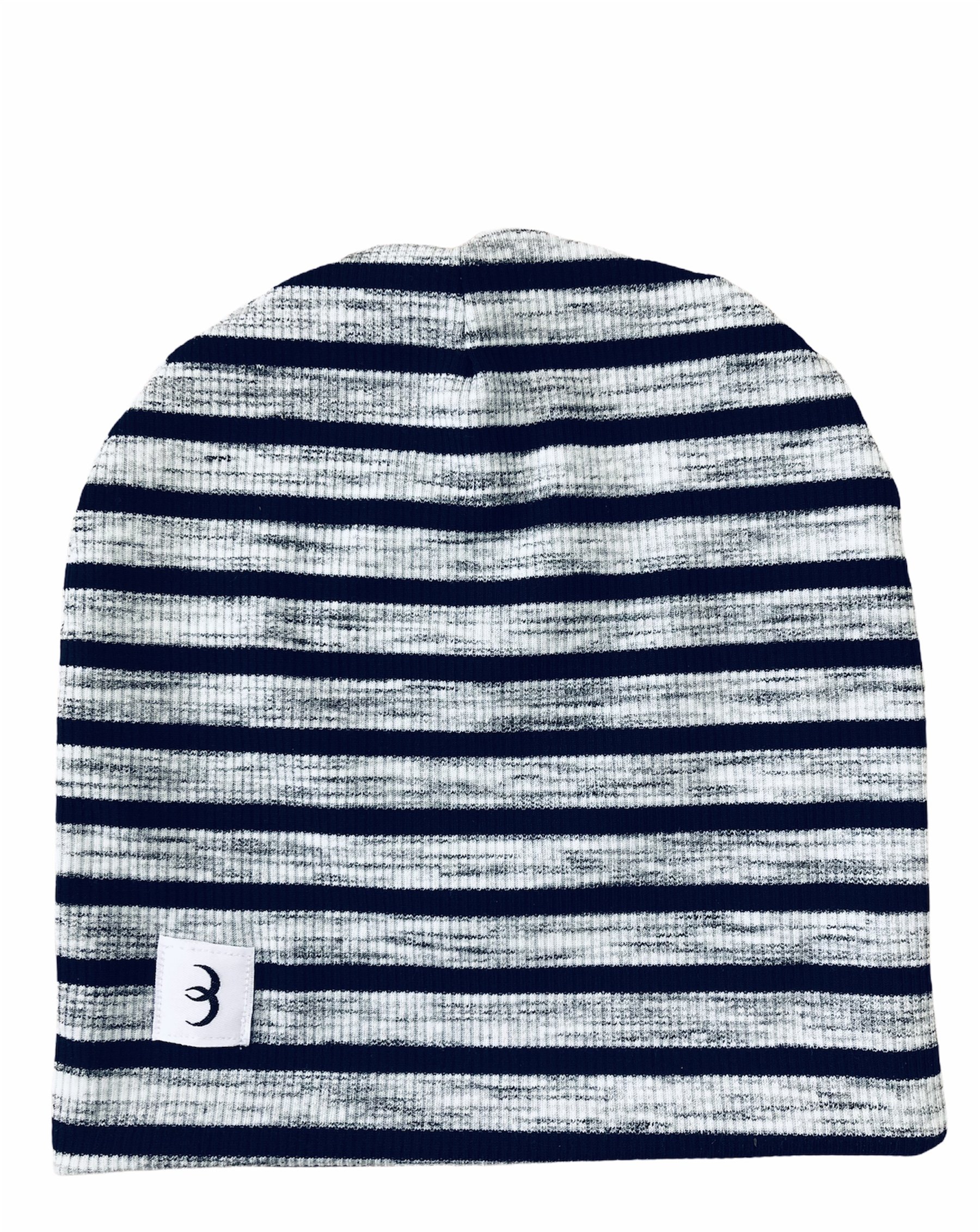 TODDLER BEANIE - HEATHERED NAVY & GREY STRIPES