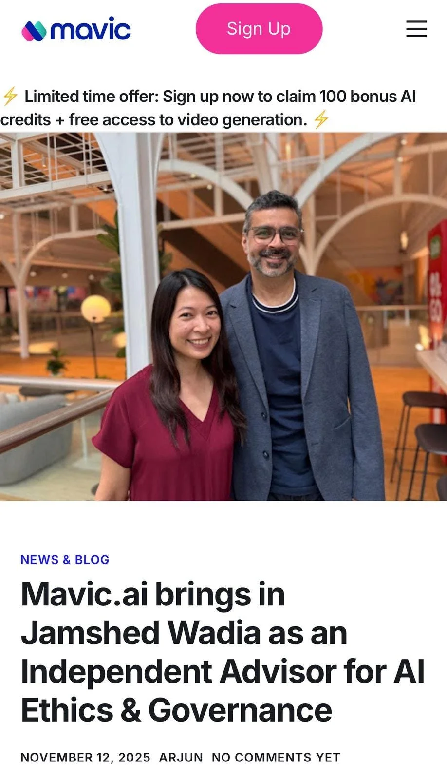 Joining Mavic.ai as an Independent Advisor for AI Ethics &amp; Governance
