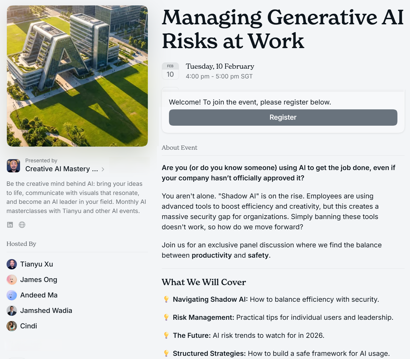 Managing Generative AI Risks, Please register for weninar