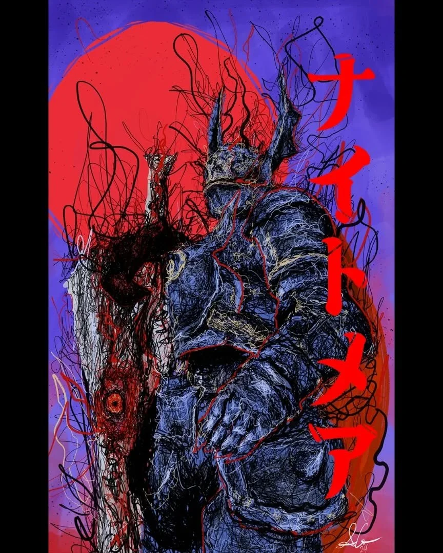 The Azure Knight 

I've been revisiting old games lately and Soul Calibur II is one of my all time favorites. Features one of the best character designs: from the giant corrupted, soul stealing sword to the red mane of hair flowing out of the iconic 