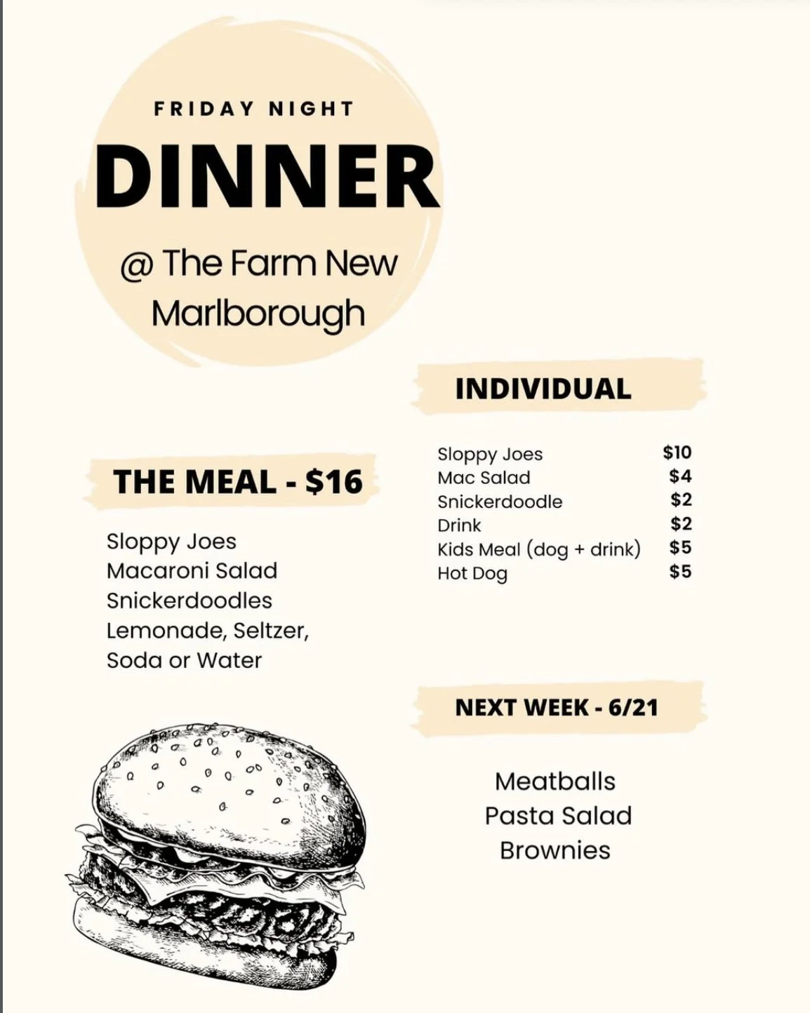 Menu designed by Maggie Arian