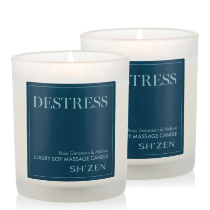 2 x Destress Luxury Soy Massage Candle