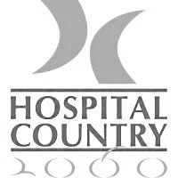 Logo del Hospital Country con diseño en gris y texto en letras mayúsculas.