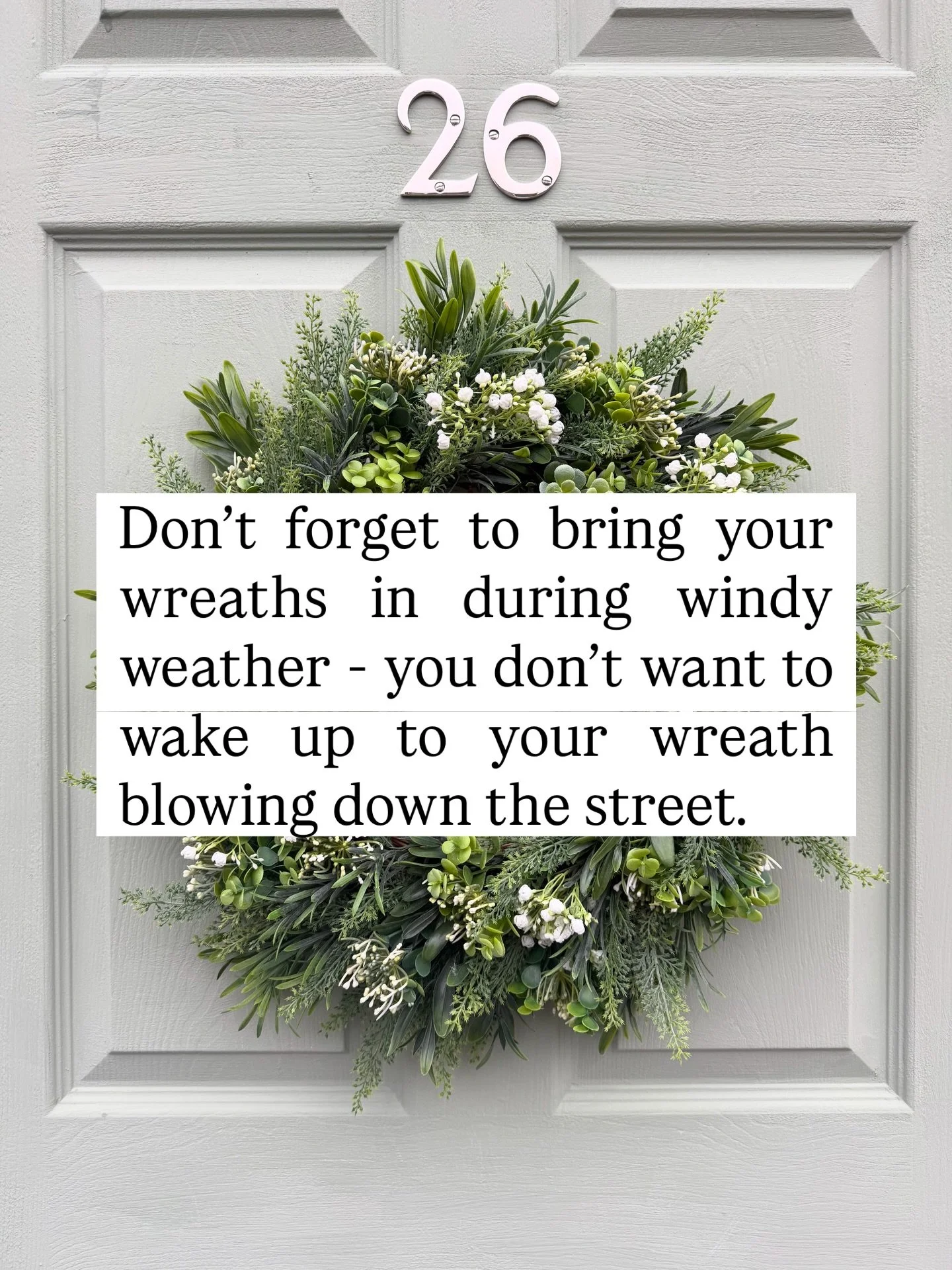 Don&rsquo;t forget to bring your wreaths inside during windy weather - you don&rsquo;t want them blowing down the street💨🍃