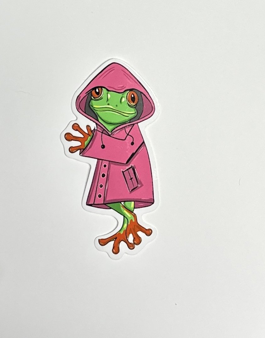 Daisy Rain Hideaway Pink Frog Vinyl STICKER
