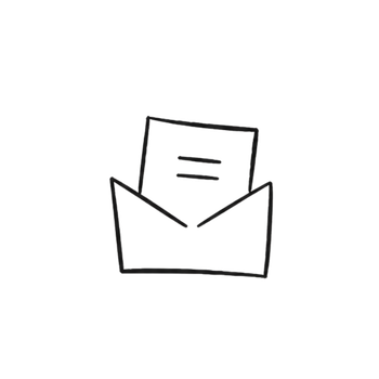Dibujo simple de un sobre con una carta dentro.