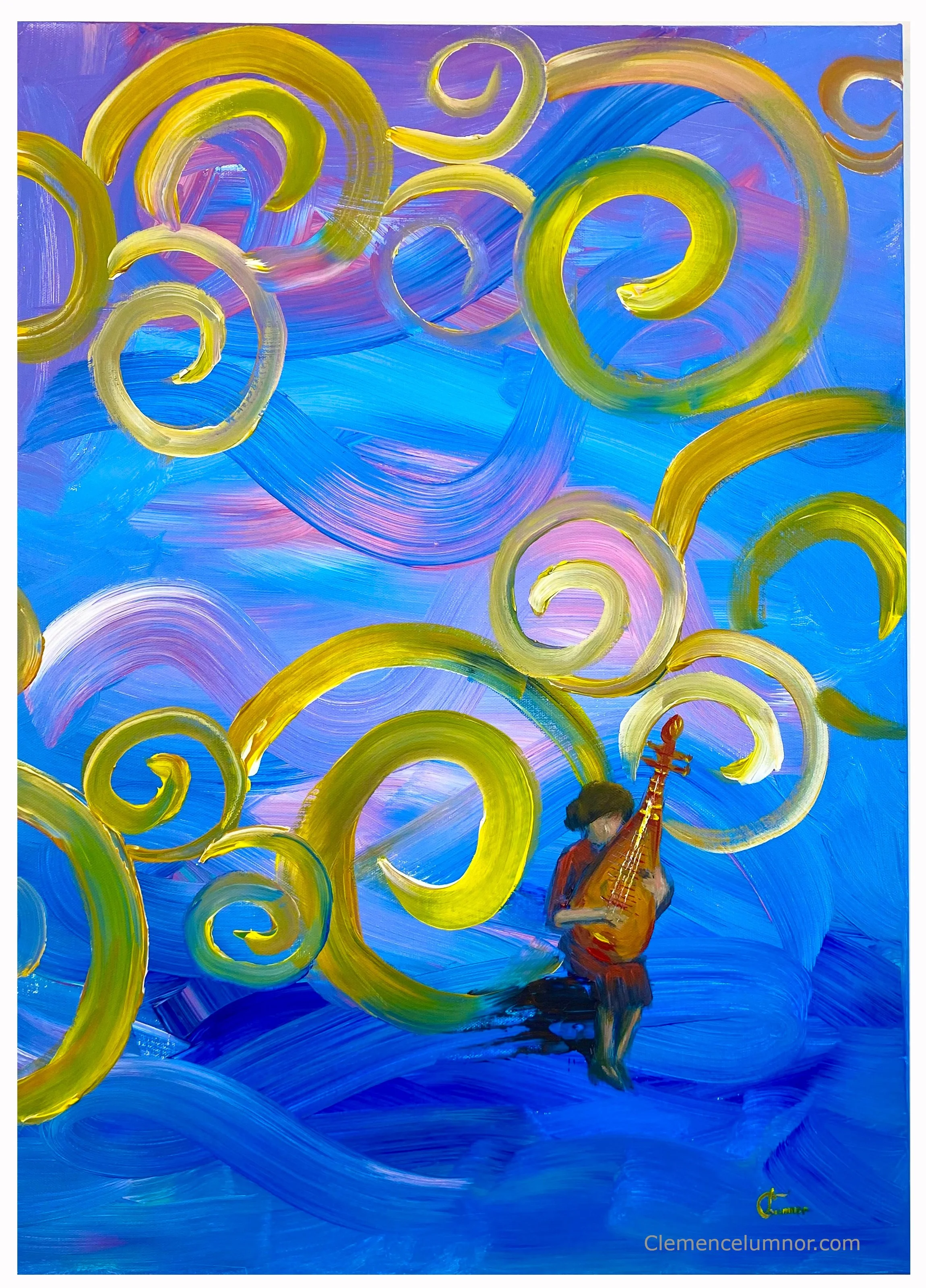 Tones within Silk and Clouds (Résonances de soie et de nuages), acrylic on canvas (50x70 cm)