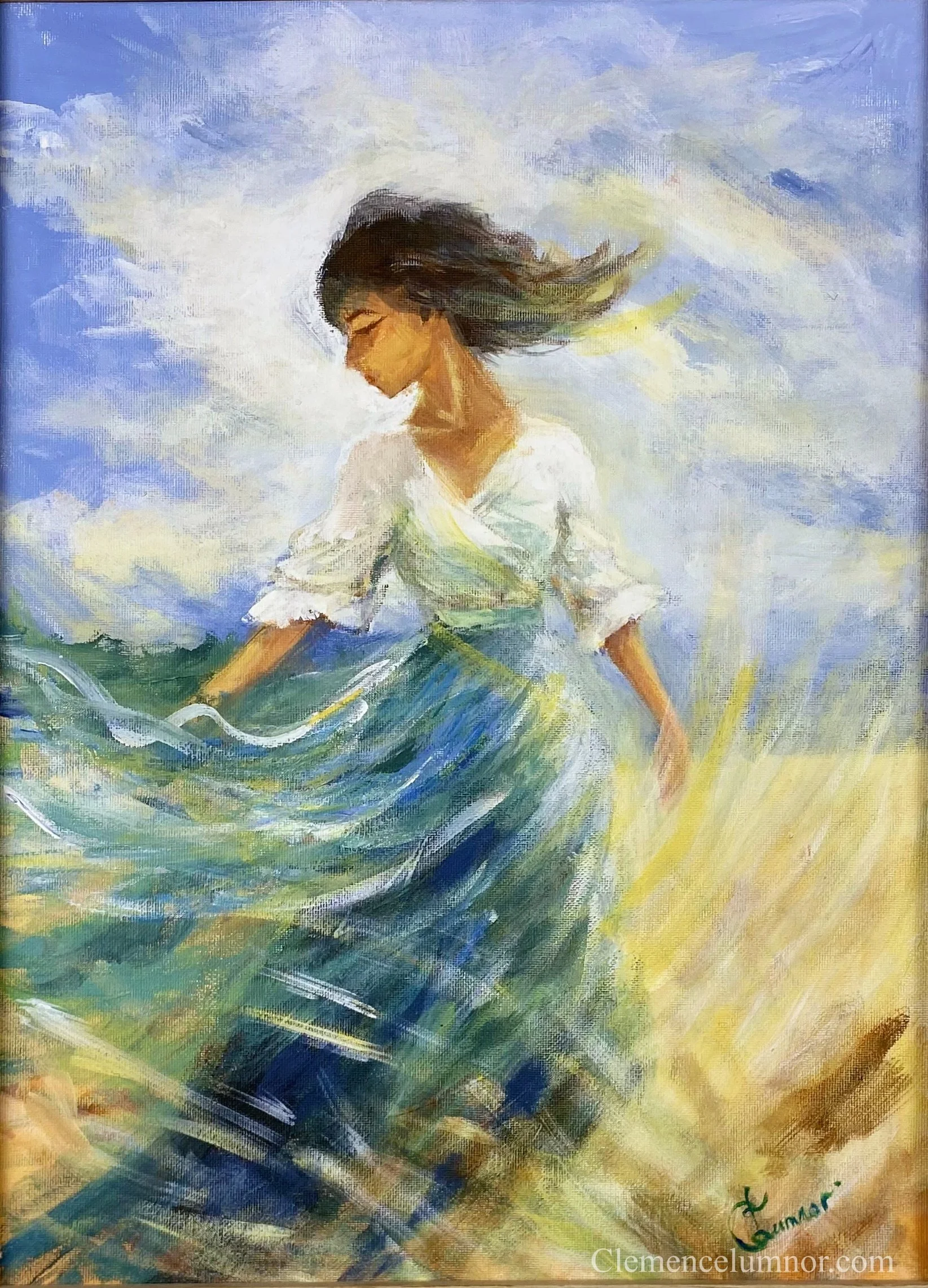 Walking in wind, acrylic on canvas (30x40 cm)