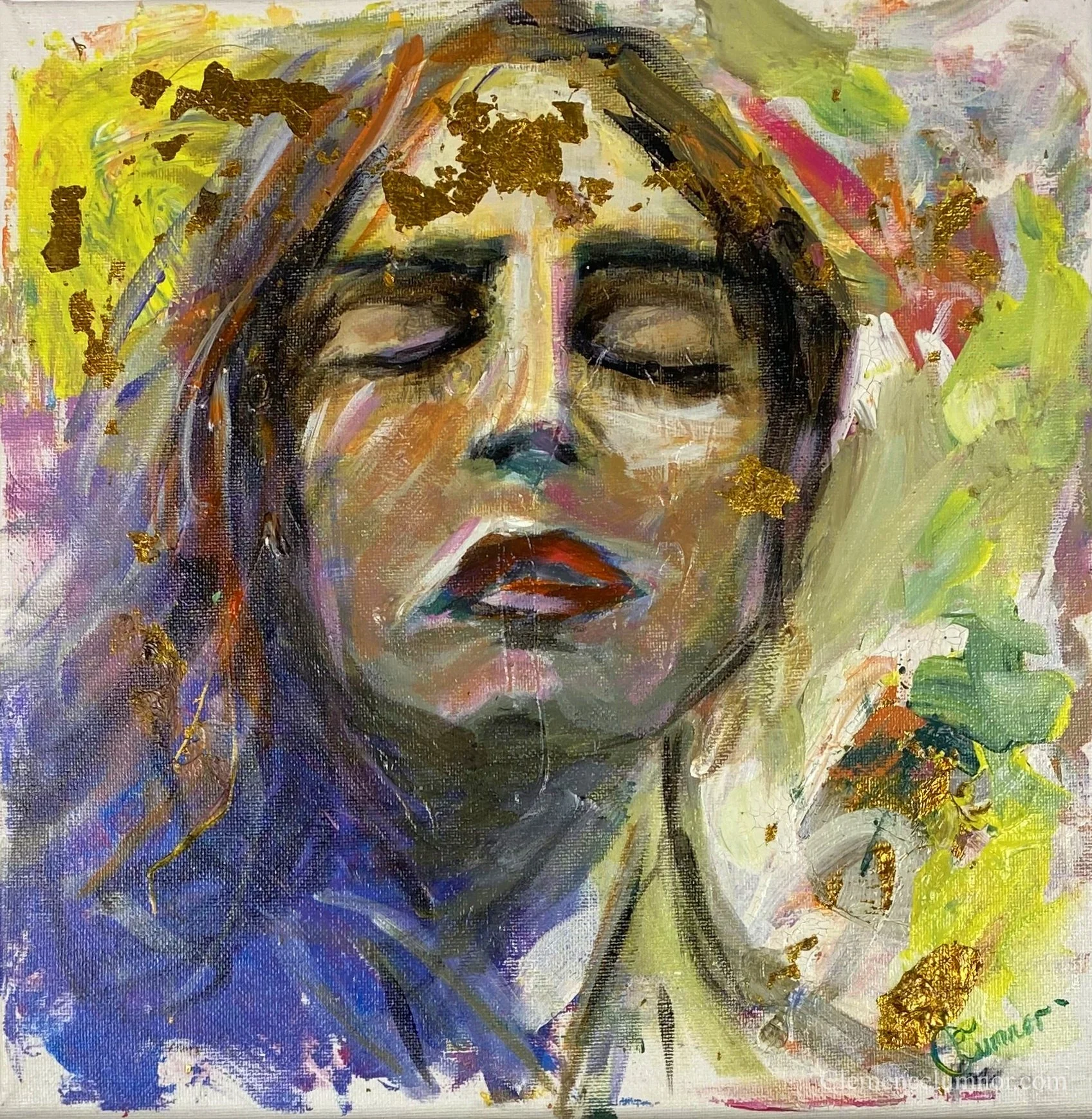 Embrace the autumn breeze, acrylic on canvas (30x30 cm)