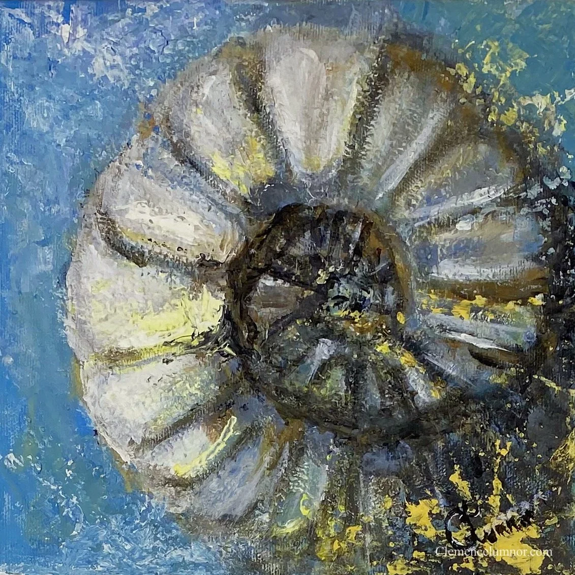 Ammonite, acrylic on canvas (20x20 cm)