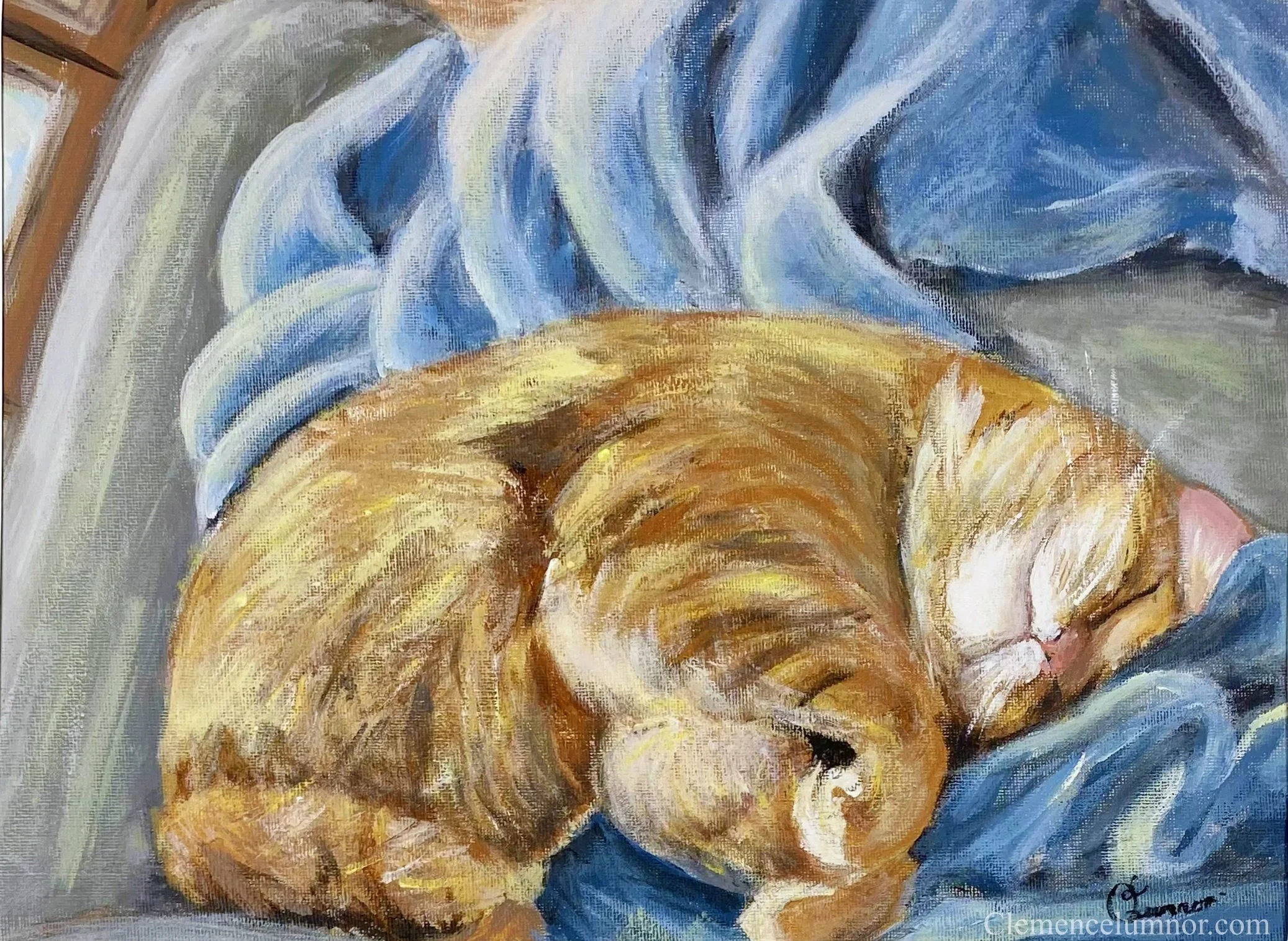 Sleepy cat, acrylic on canvas (30x40 cm)