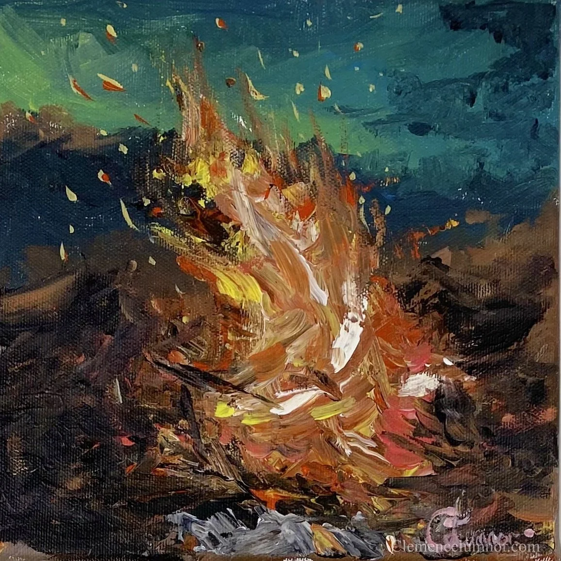 Fire, acrylic on canvas (20x20 cm)