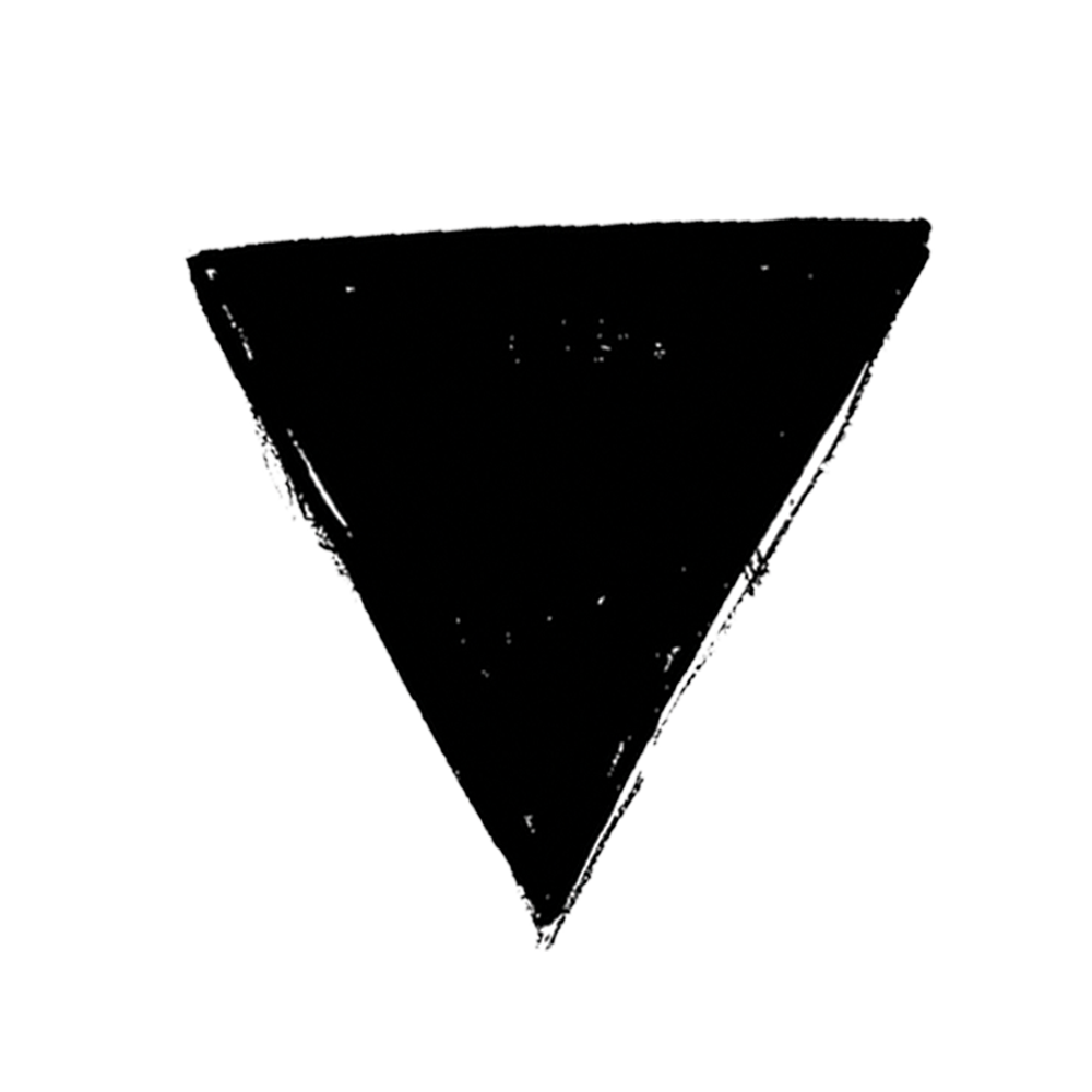 Black background with a white, hand-drawn inverted triangle outline in the center.