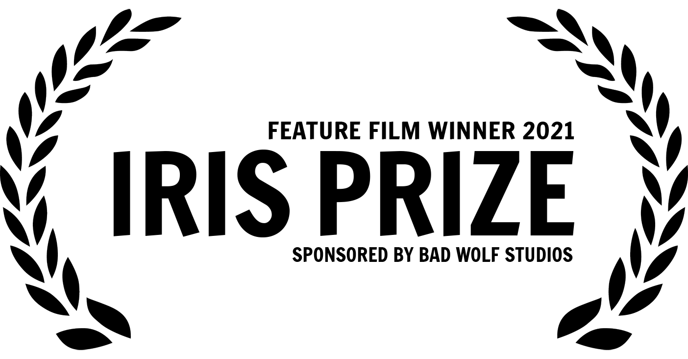 A black and white silhouette of a woman with long hair, wearing a headband, and holding a smoothie or milkshake in one hand.