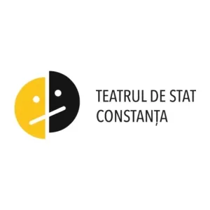Logo of Teatrul de Stat Constanța featuring a stylized smiling face split into yellow and black halves with the theater's name.