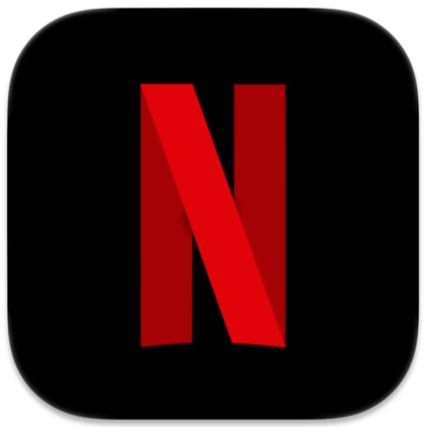 Netflix logo with a large red 'N' on a black background.