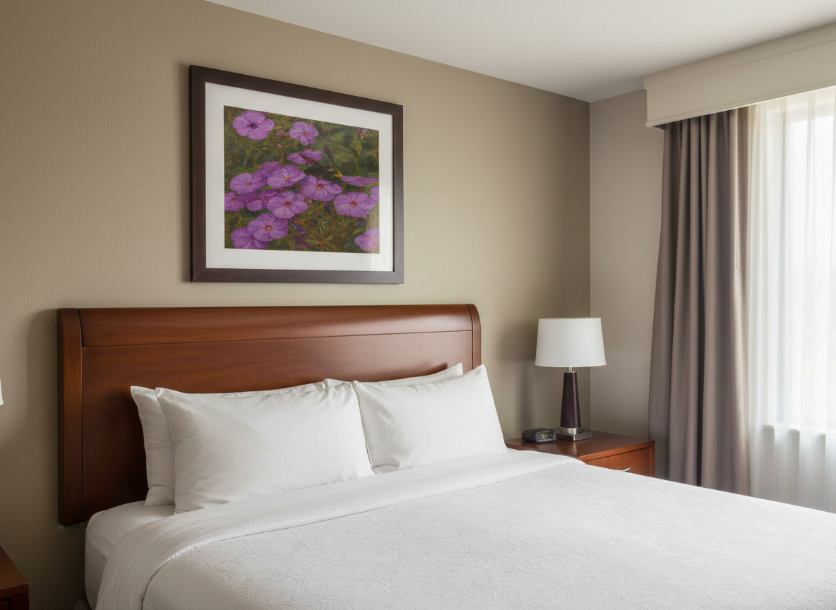 Purple Wildflowers with Bee Oil Painting | Kentucky Garden Botanical Art | Cottagecore Decor | Digital Download