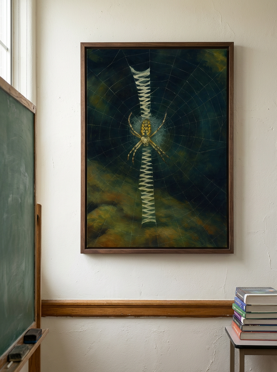 Garden Spider on Dewy Web – Nature Art Print from Mining City