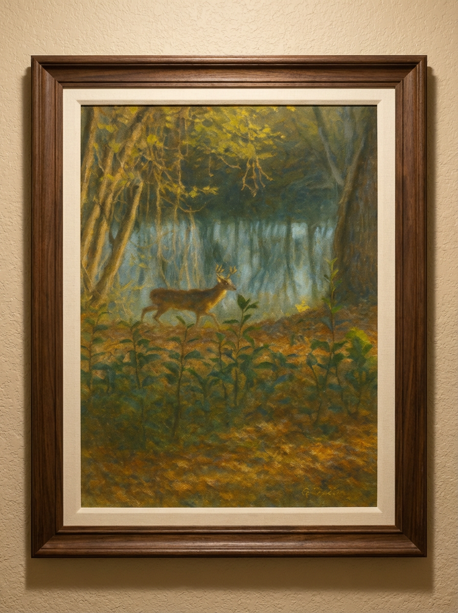 Majestic Deer in Autumn Glade Oil Painting– Rustic Digital Wall Art Download
