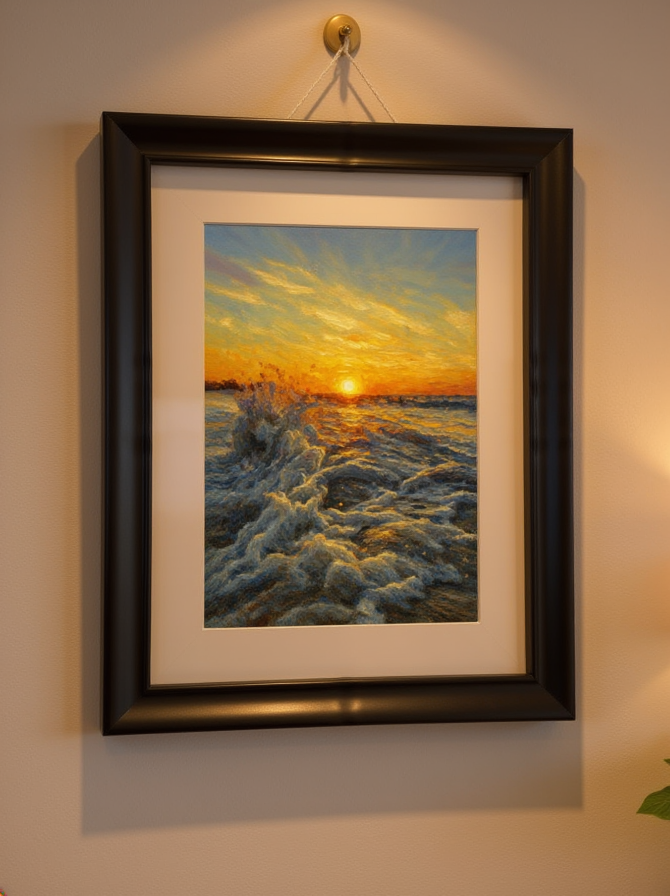 Sunset Ocean Waves  Oil Painting Printable Wall Art - Digital Download