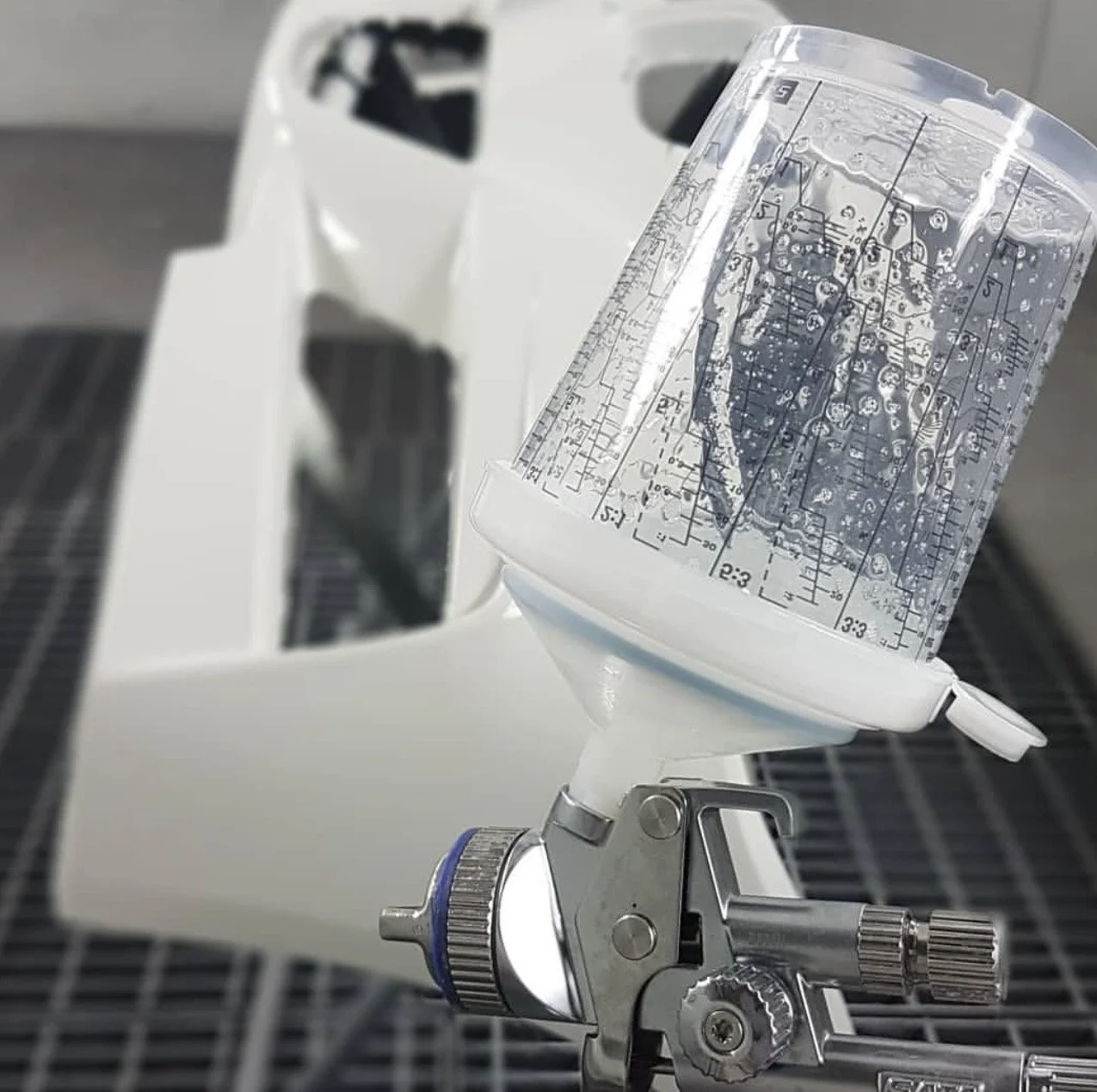 White respray of a car bumper