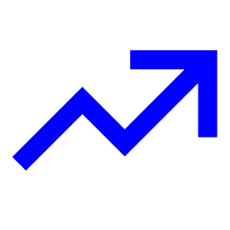 Blue upward trending arrow chart against a black background.