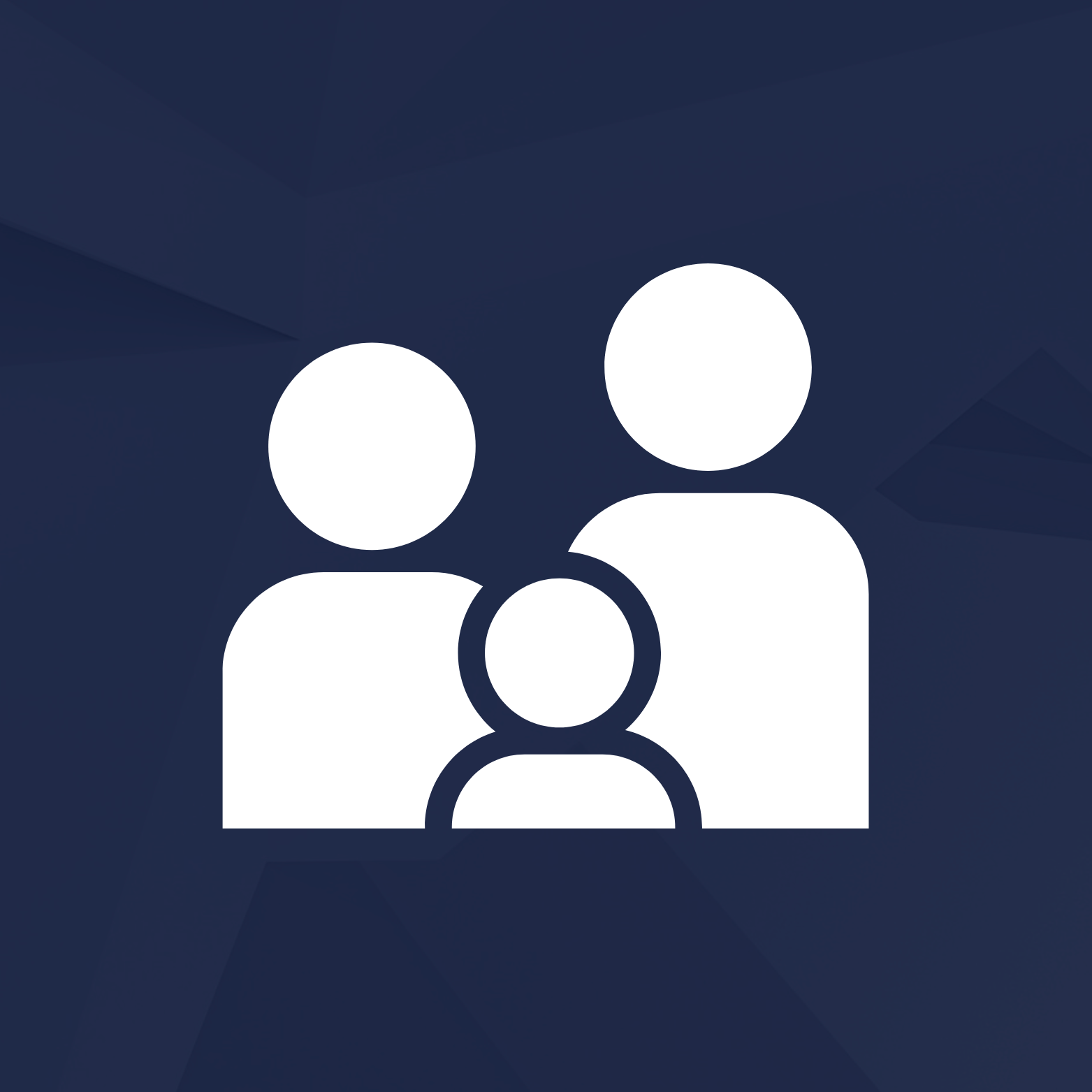 Icon of a family of three consisting of two adults and one child on a dark background.