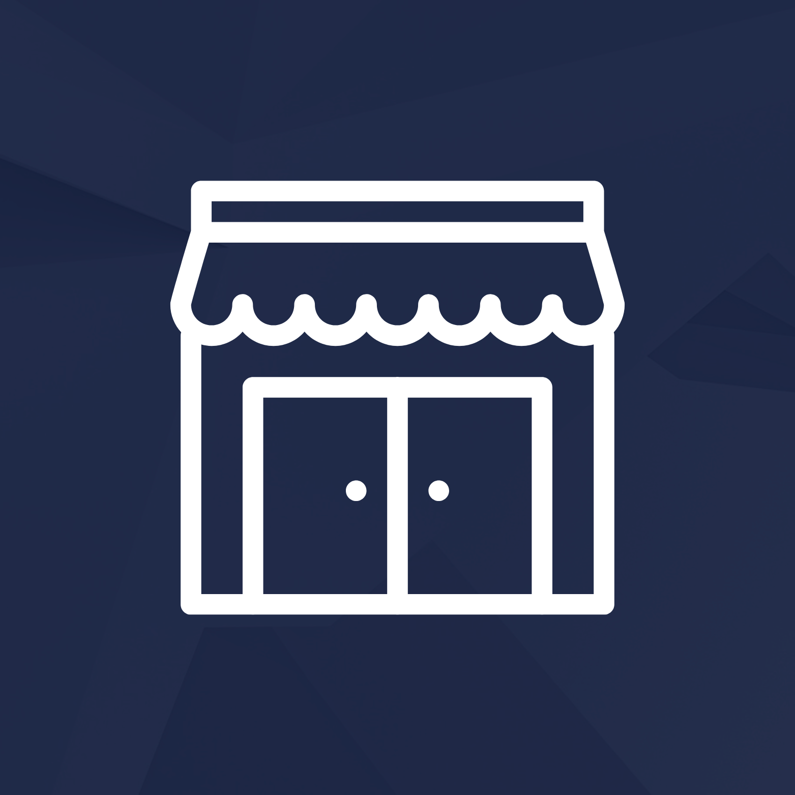 Icon of a small storefront shop with an awning and double doors.