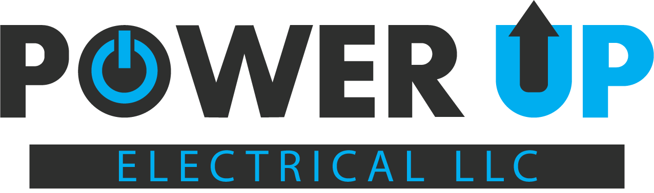 Power Up Electrical LLC logo with the word power, a power symbol in the letter O, and an upward arrow integrated into the letter P.