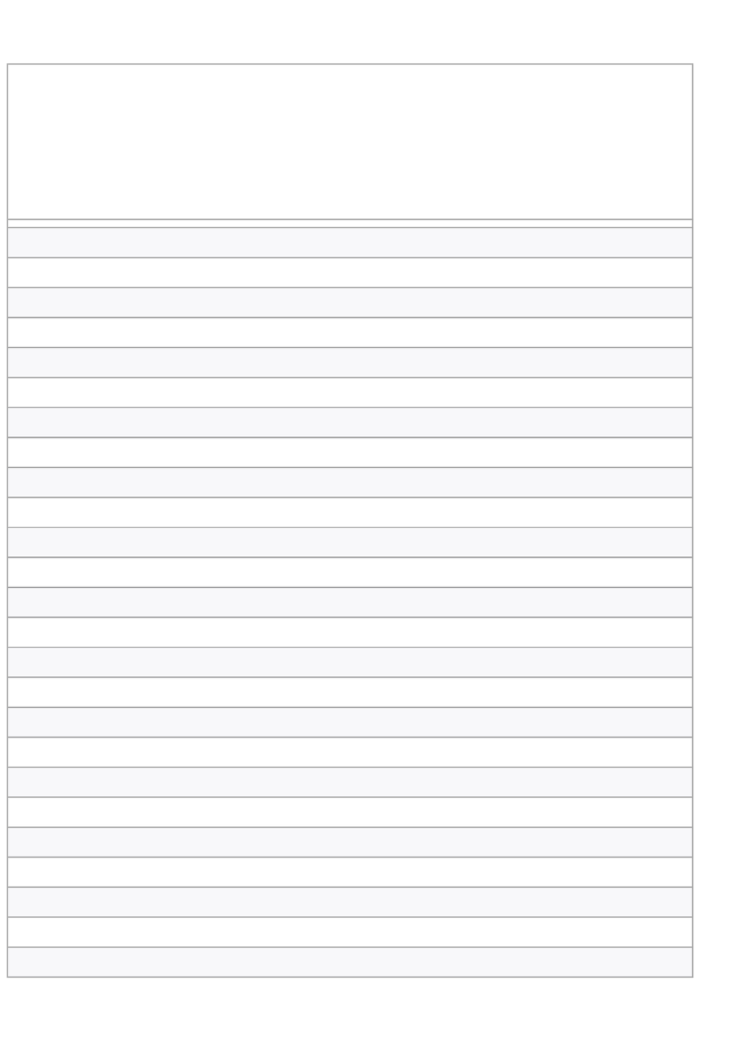 A lined notebook with a blank top section and horizontal lines for writing.
