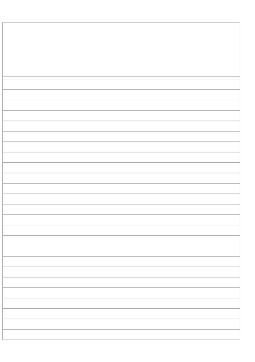 Blank lined writing sheet with grid lines at the top and a grid box for an image or title.