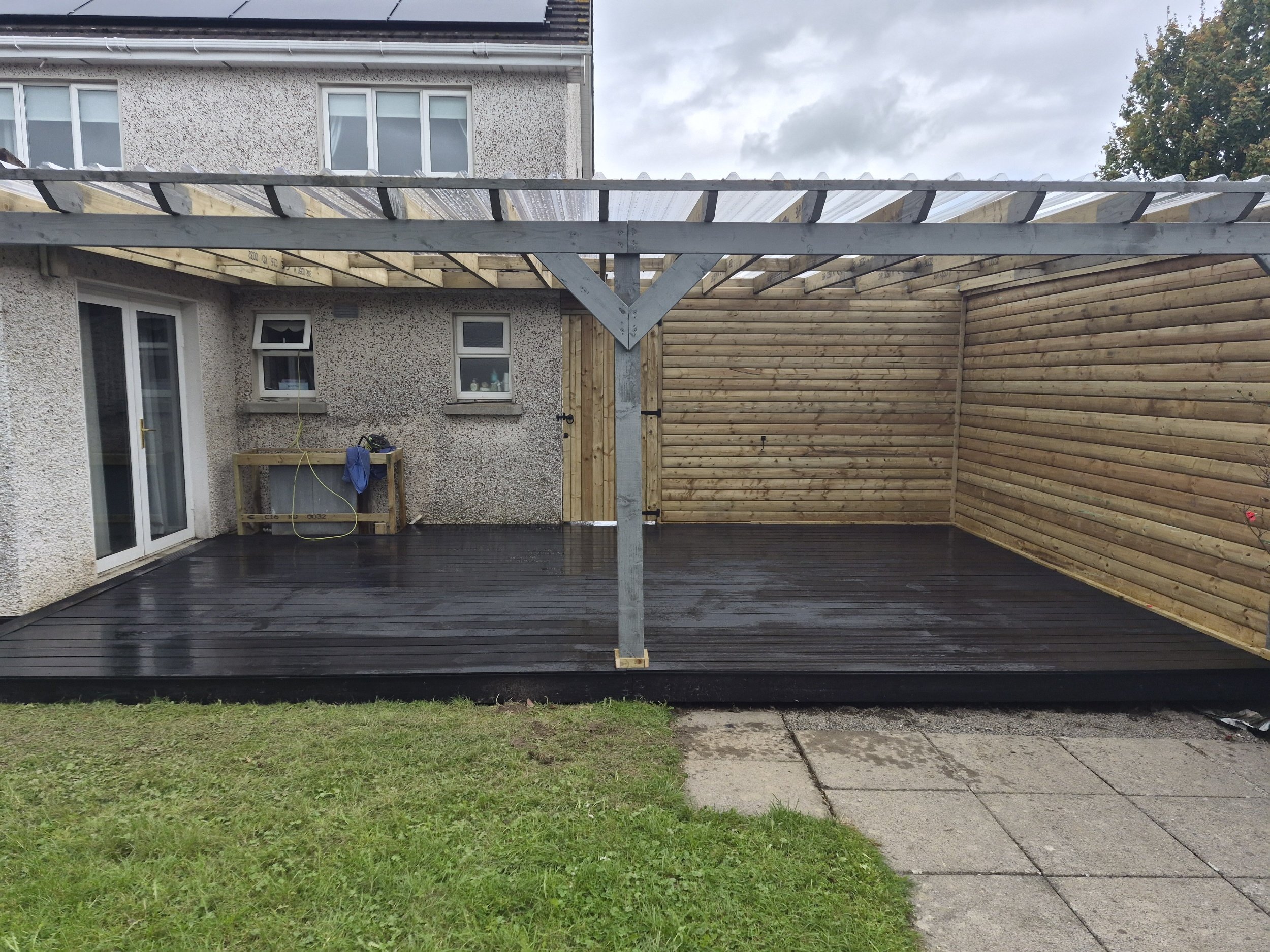 Large Timber Pergola with Black Composite Decking