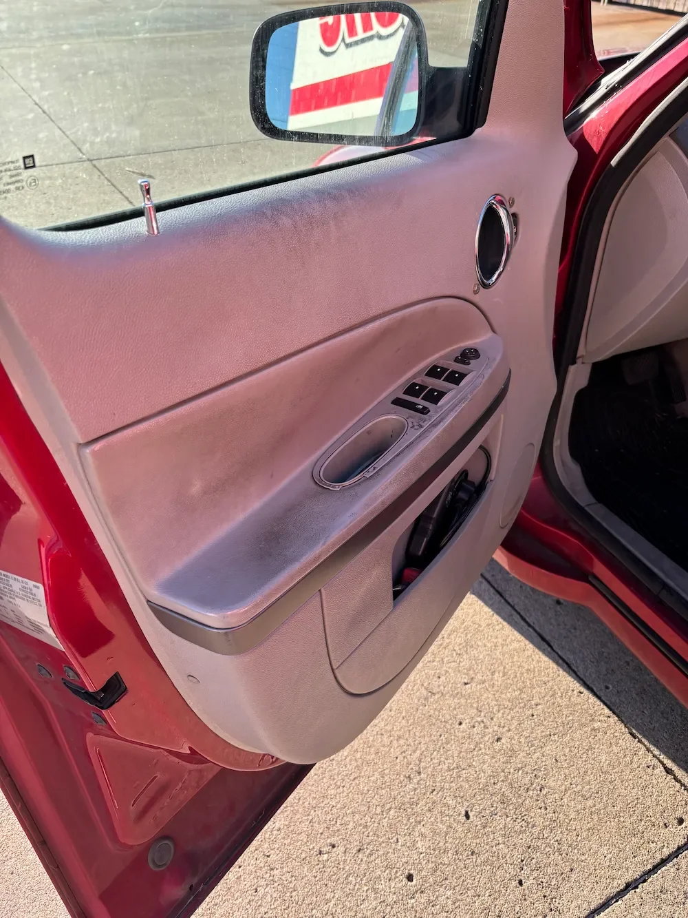 Car seats and carpets before deep interior cleaning