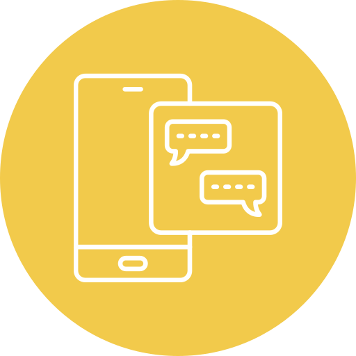 Icon of a smartphone with speech bubbles indicating messaging or chat.